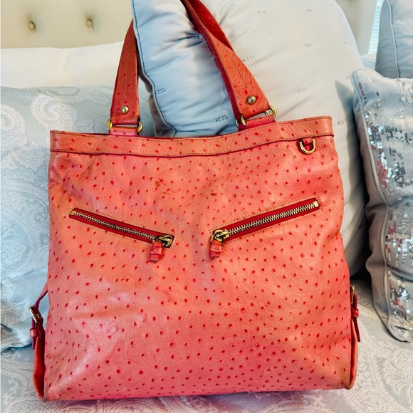 Dooney & Bourke Pink Shoulder Bag with Ostrich Texture (project) - Picture 2 of 9